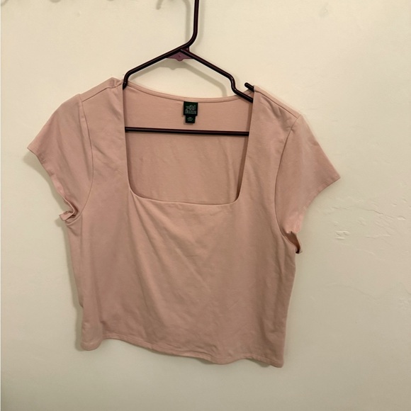 Wild Fable Fitted Pink Crop Top Short Sleeve - Picture 3 of 5